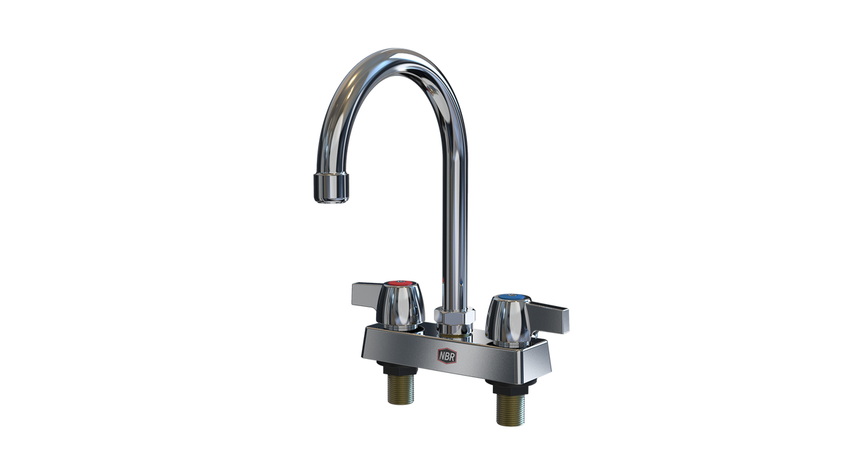 NBR Equipment P3D4S3G Economy 4" Deck Mount Faucet, with 3-1/2" Goose Neck Spout