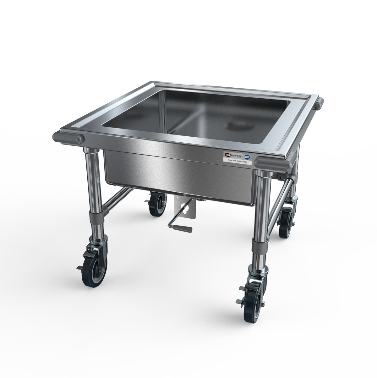 NBR Equipment SKS-2020 Mobile Soak Sink, 16GA T304 - 27"x27"x21-3/4"H