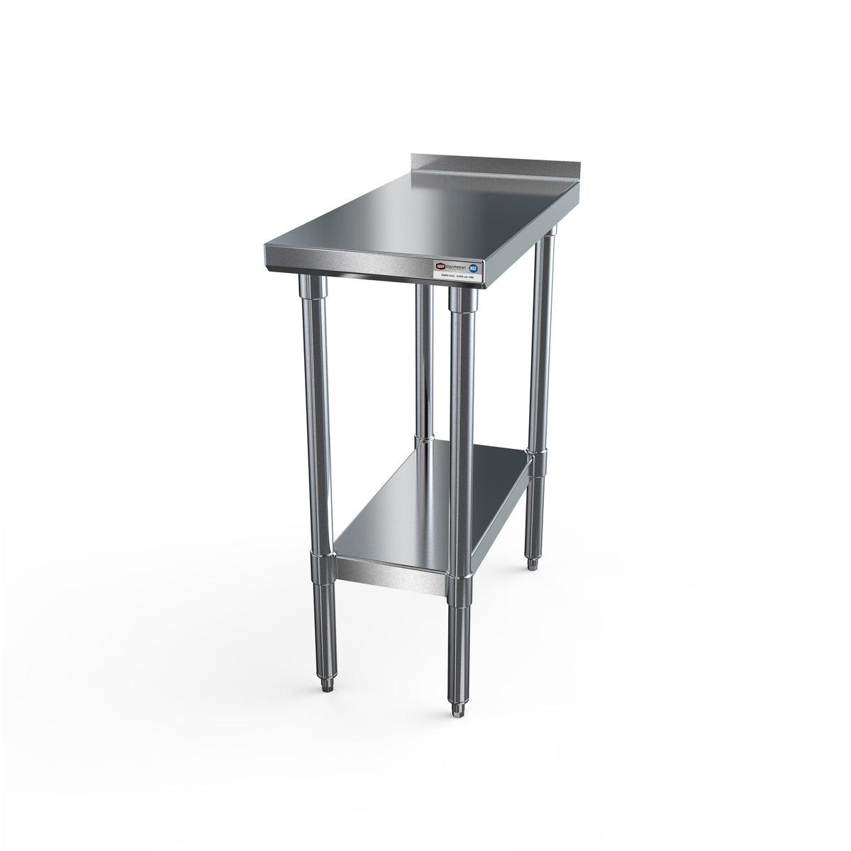 NBR Equipment TS-F1836 18" Premium Open Base Work Table with Undershelf / Upturn