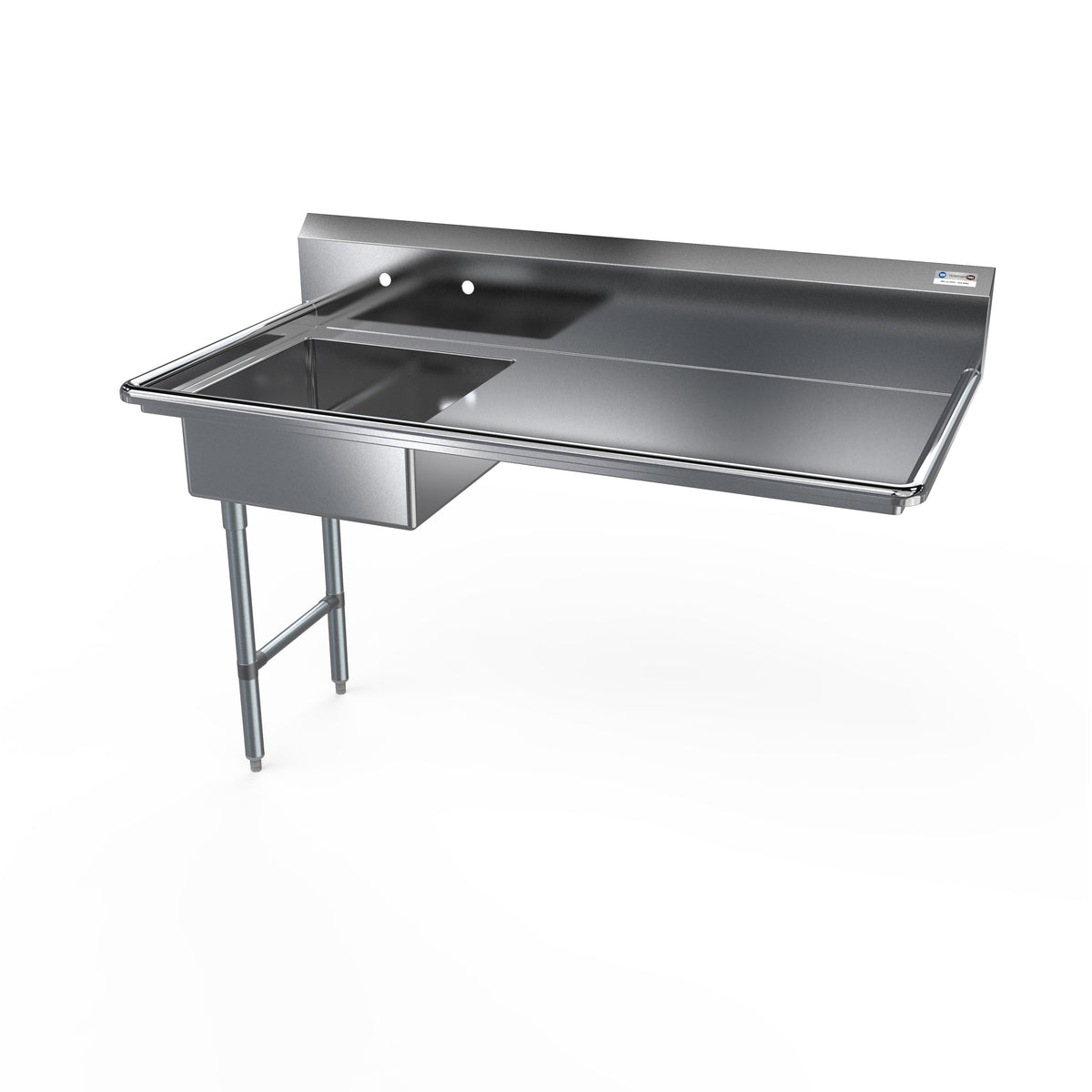 NBR Equipment UDT-50L Undercounter Soiled Dishtable w/ Sink On Left, 10" Backsplash