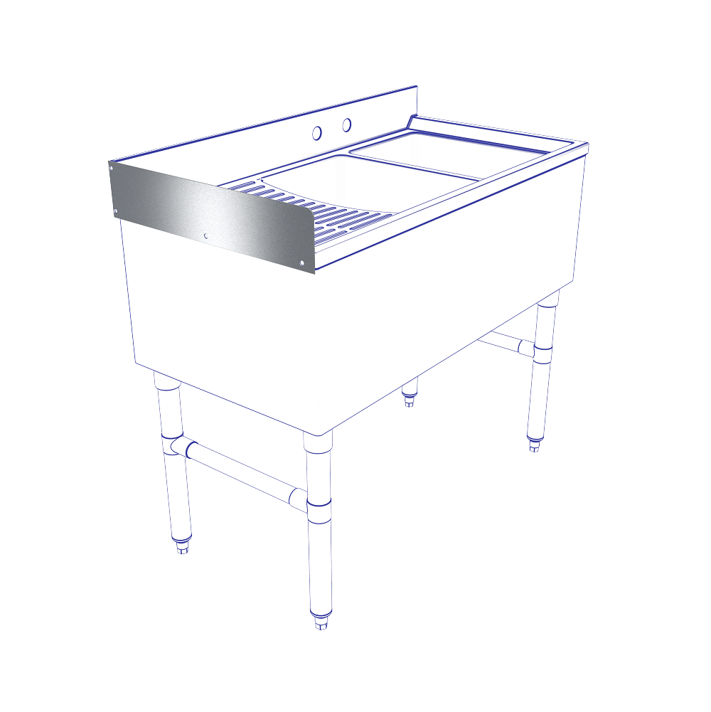 NBR Equipment UW-S18 Underbar Splash Panel, Removable Backsplash, S.Steel for 18" Underbar Equipment