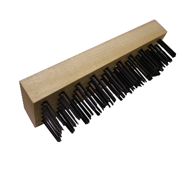 Omcan 10451 Wooden Block Brush #15, No Handle, Wood Handle, Steel Bristles, 9" x 4" Head Size