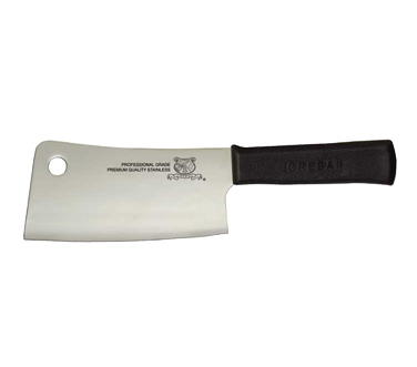 Omcan 10548 Cleaver Knife - 6" Stainless Steel Blade, Black Plastic Handle