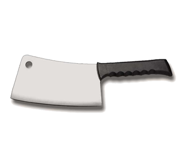 Omcan 10550 Cleaver Knife - 8" Stainless Steel Blade, Black Plastic Handle, Kitchen Cutlery