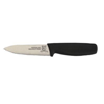 Omcan 11494 Paring Knife - 4" Spear Point Blade, Stainless Steel, Black Polypropylene Handle