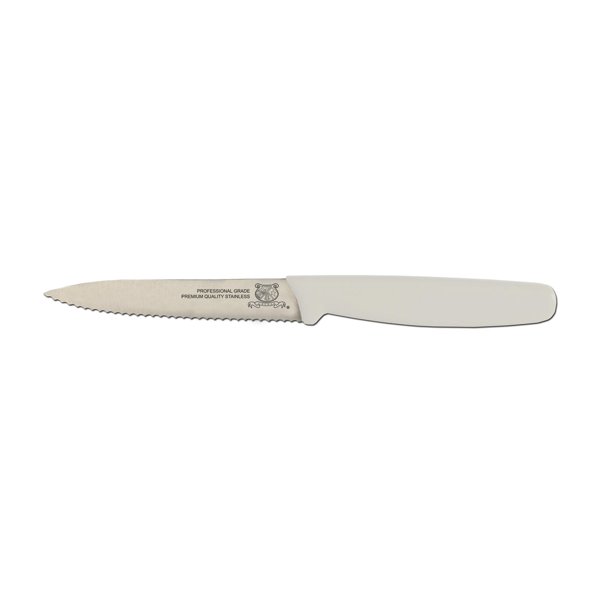 Omcan 11499 Paring Knife, 4" Spear Point Stamped, Stainless Steel Blade, White Poly Handle