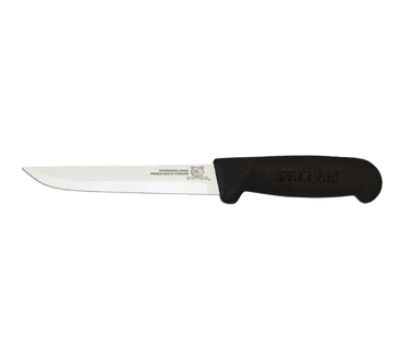 Omcan 11637 Boning Knife, 6" Straight Blade, Stainless Steel, Black Plastic Handle