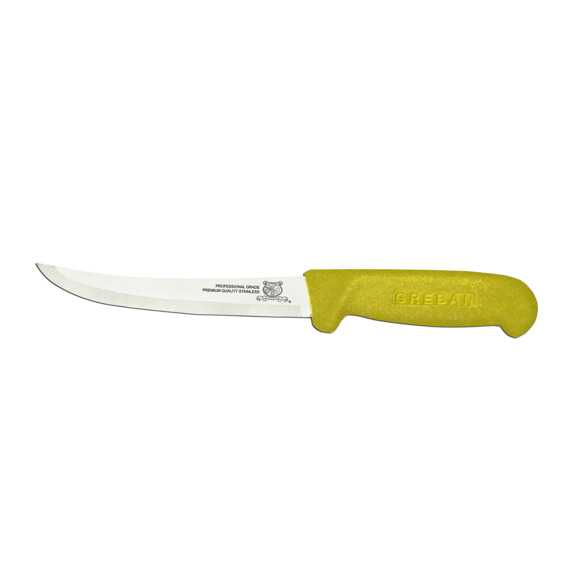 Omcan 11793 Boning Knife - 6" Curved Stainless Steel Blade, Yellow Polypropylene Stamped Handle