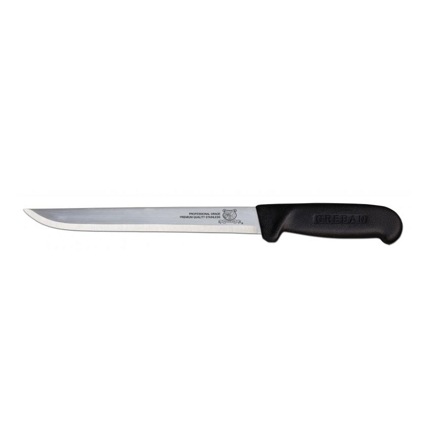 Omcan 11834 Fillet Knife - 8" Straight Blade, Stamped Construction, Black Plastic Handle