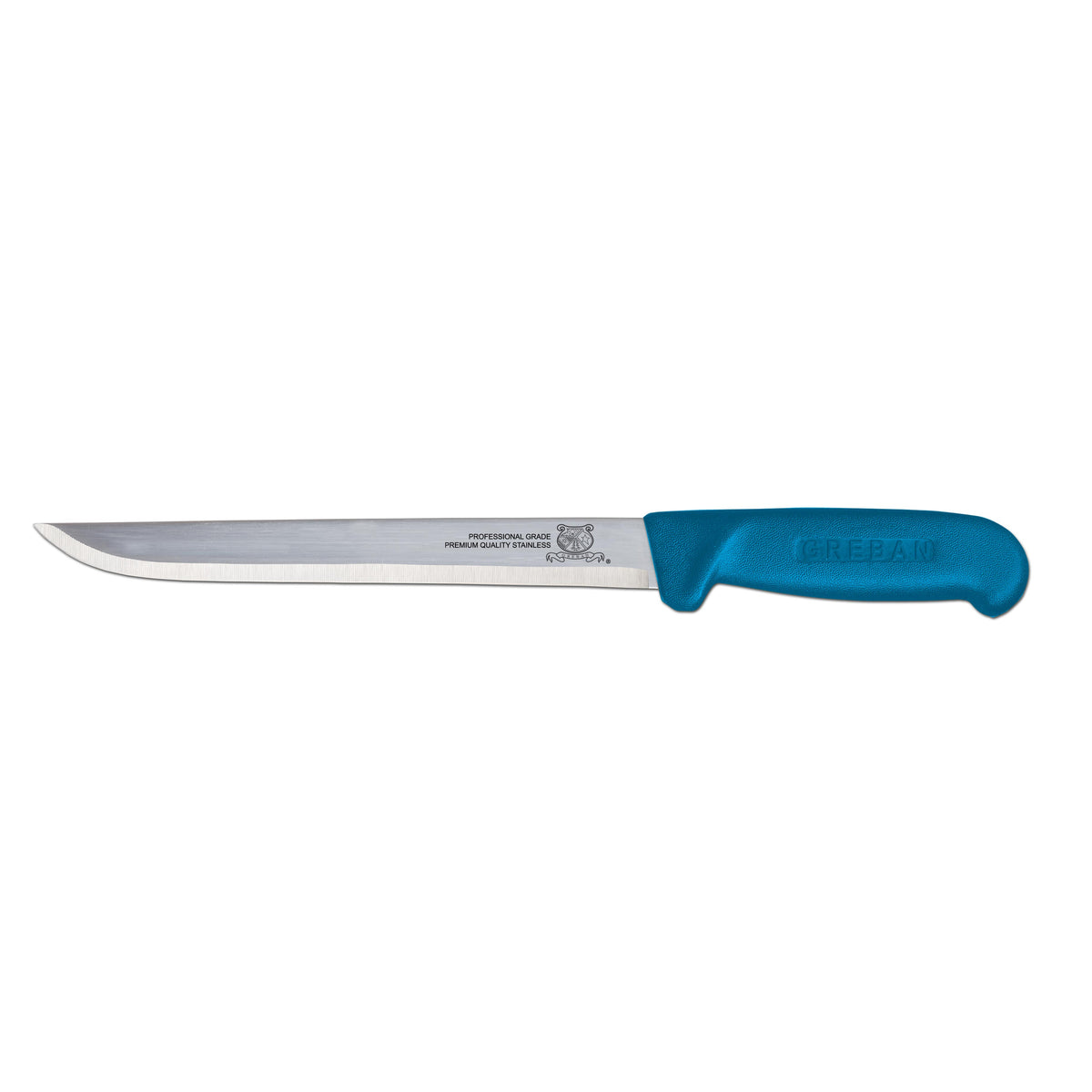Omcan 11843 Fillet Knife - 8" Straight Blade, Stamped Construction, Blue Plastic Handle