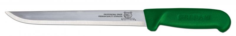 Omcan 11848 Fillet Knife - 8" Straight Blade, Stamped Construction, Green Plastic Handle