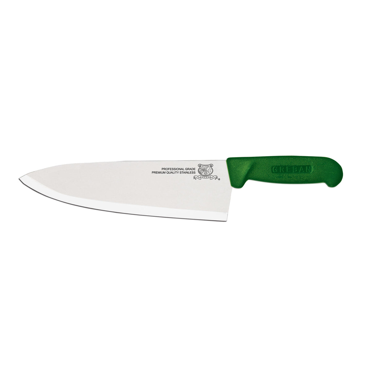 Omcan 12108 Chef Knife - 10" Stamped Medium Blade, Stainless Steel, Polypropylene Green Handle