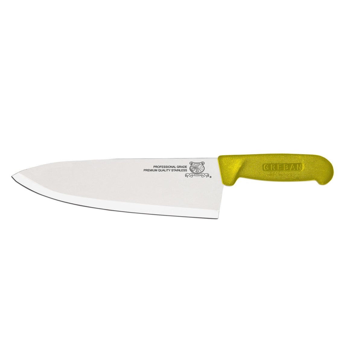 Omcan 12127 Chef Knife - 10" Stamped Blade, Stainless Steel, Yellow Plastic Handle, 10" Length