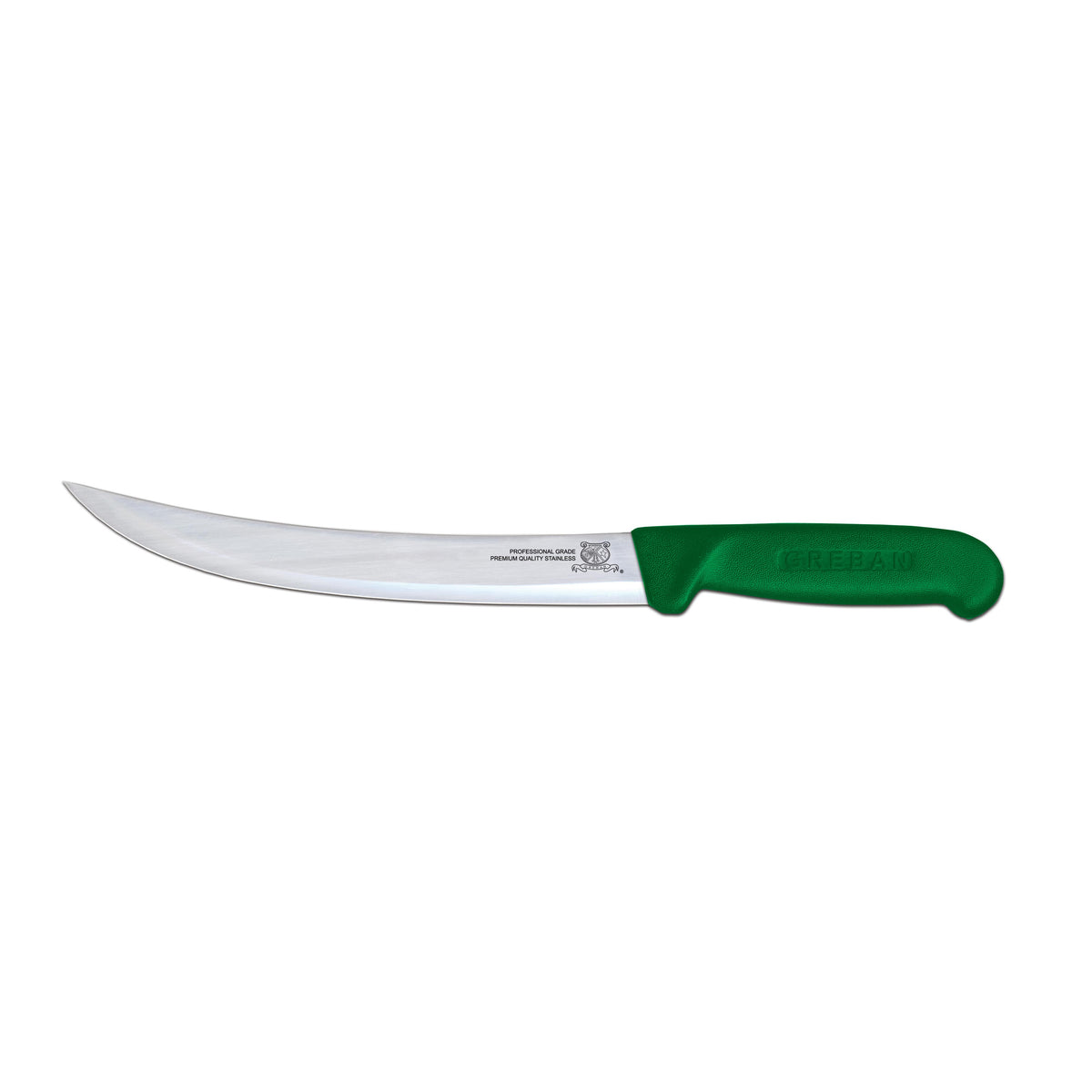 Omcan 12319 Breaking Knife - 8" Curved Stainless Steel Blade With Green Polypropylene Handle