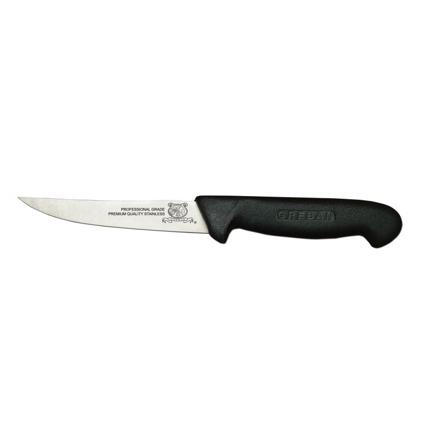 Omcan 12383 Boning Knife, 4-3/4" Stainless Straight Blade, Black Plastic Handle, Stamped