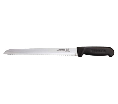 Omcan 12603 R-Wave Slicer Knife - 8" Stamped Blade, Black Plastic/Poly Handle, Carving Knife