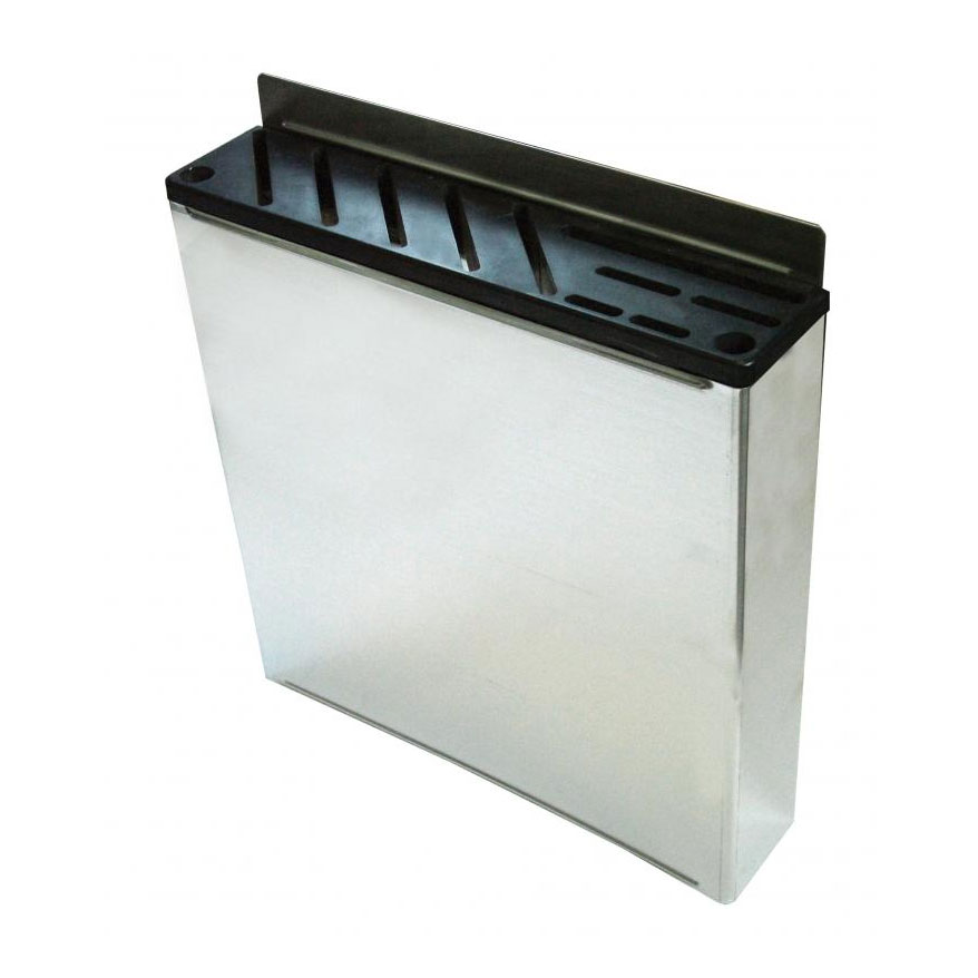Omcan 12903 Stainless Steel Knife Rack with Plastic Insert, Holds 10 Knives + 2 Steels, 12 Slots