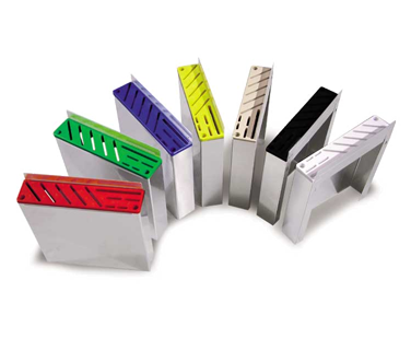 Omcan 12926 Knife Rack, Stainless Steel, Blue Insert, 12-Slot Holds 10 Knives & 2 Steels