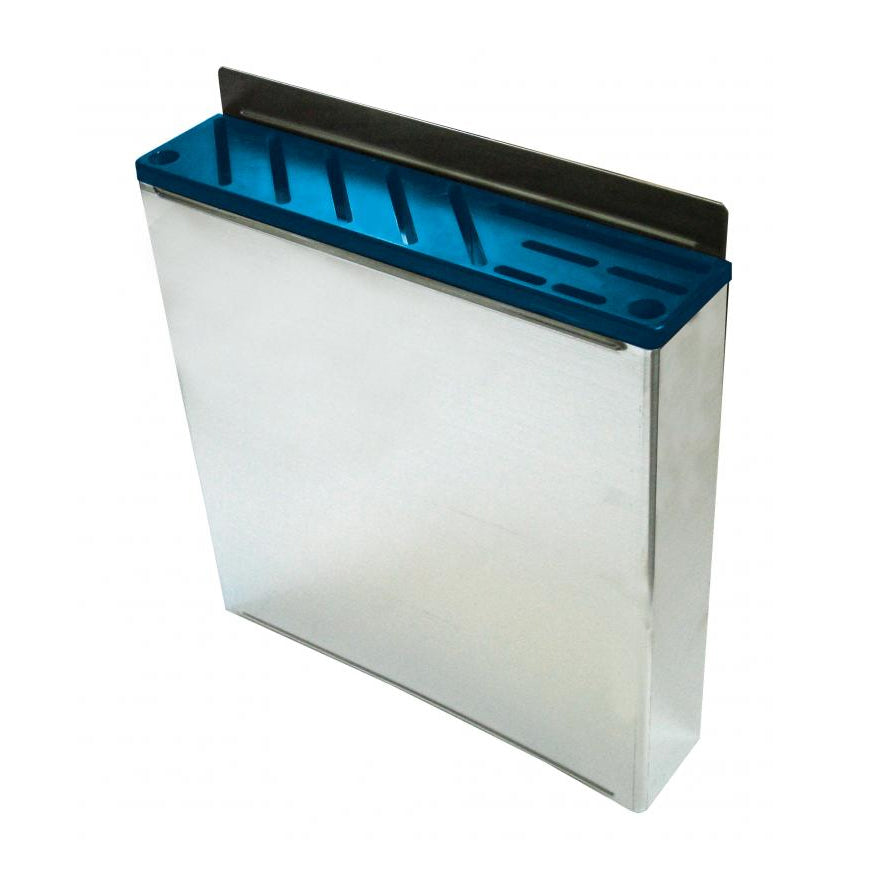 Omcan 12926 Knife Rack, Stainless Steel, Blue Insert, 12-Slot Holds 10 Knives & 2 Steels