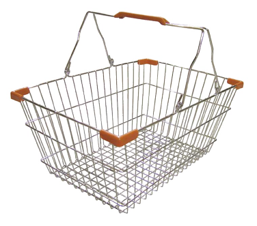 Omcan 13022 Hand Basket, Chrome, Two Steel Handles with Plastic Coating, 50 lb | 17.5" Wide