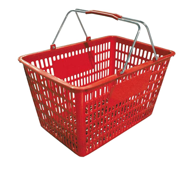 Omcan 13025 Shopping Basket, Red Plastic, 50 lb, Steel Handles with Plastic Coating | 18.75" Wide