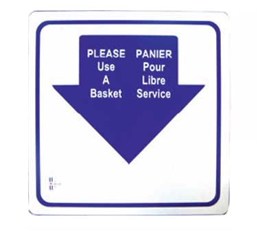Omcan 13042 Shopping Hand Basket Sign - Bilingual English/French "Please Use A Basket" Sign