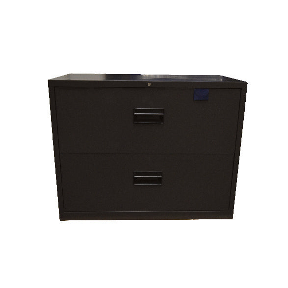 Omcan 13075 36" Charcoal Black Lateral Filing Cabinet, 2 Drawers, 36" Width, 24" Height