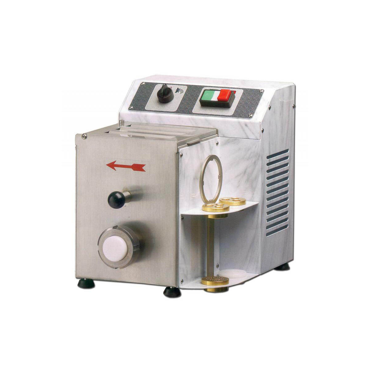 Omcan 13317 (PM-IT-0002) Countertop Pasta Machine, White Color, 2.86 lbs Tank Capacity, 5-1/2 lbs Output/hr, 1/2 Hp | 10.6" Wide