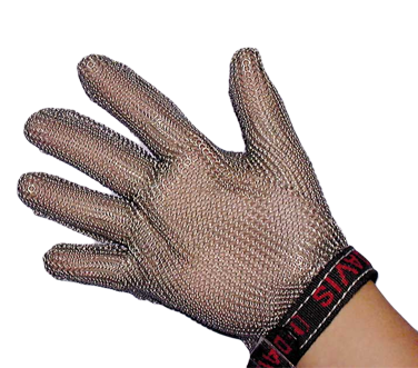 Omcan 13556 Mesh Cut-Resistant Glove Large 5-Finger Design, Stainless Steel with Blue Strap | 0" Wide