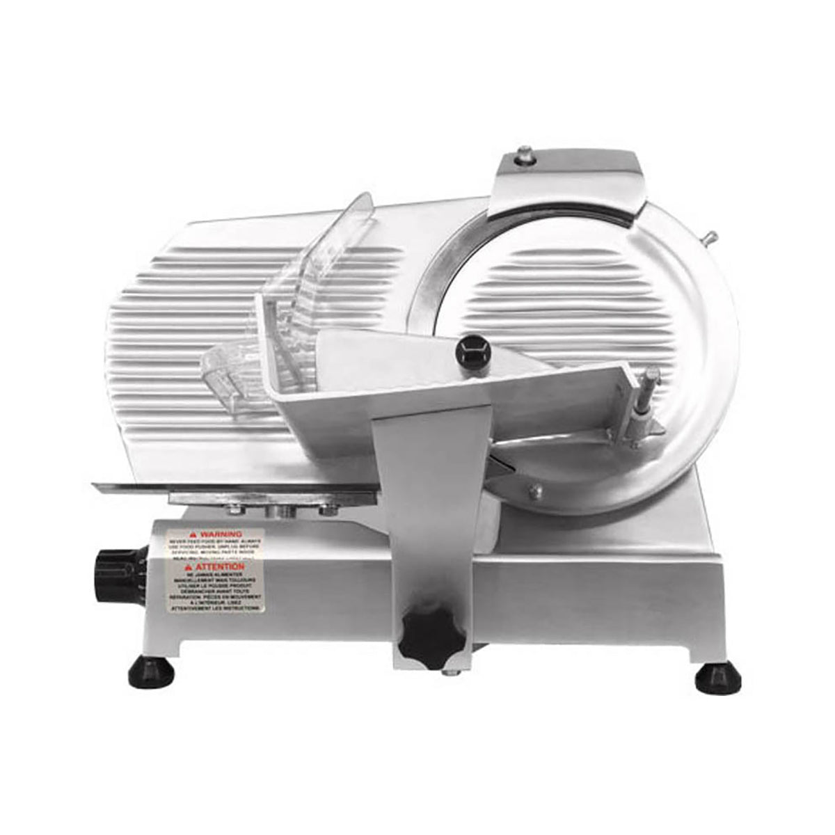 Omcan 13620 Meat Slicer - Gravity Feed, 10" Carbon Steel Blade, 1/3 HP 120V 60Hz, Anodized Al Body | anodized aluminum