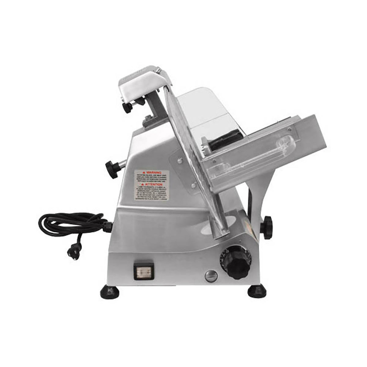 Omcan 13620 Meat Slicer - Gravity Feed, 10" Carbon Steel Blade, 1/3 HP 120V 60Hz, Anodized Al Body | anodized aluminum