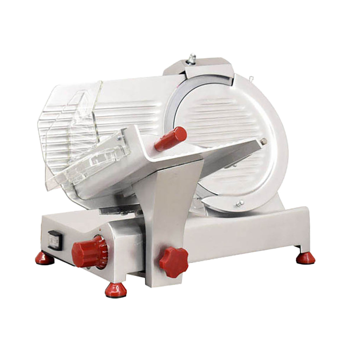 Omcan 13623 Elite Meat Slicer - 10" Carbon Steel Blade, Belt Manual Gravity Feed, 1/4 HP 120V 60Hz, Aluminum Body | anodized aluminum