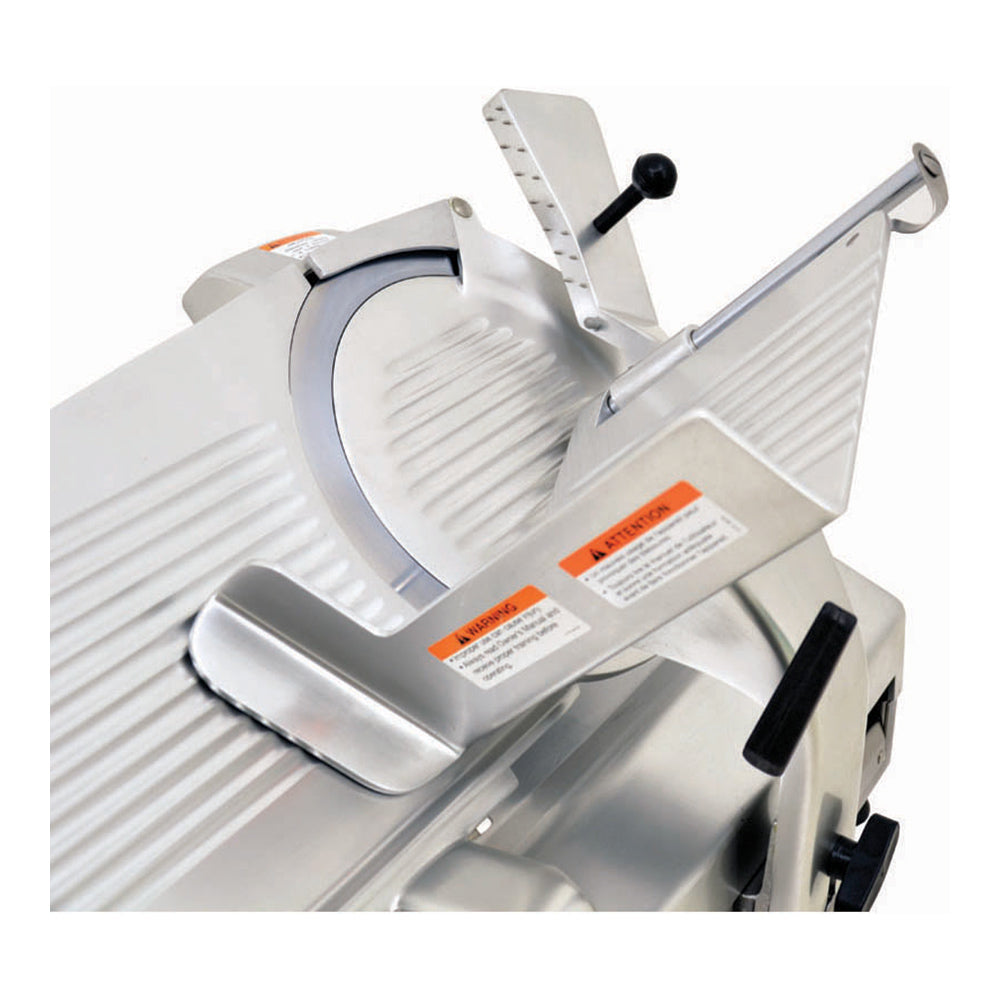 Omcan 13645 Automatic 13" High-Carbon Chromed Blade Meat Slicer, Gear, 1/2 HP Motors, 110V/60Hz, Gravity, Body | anodized aluminum