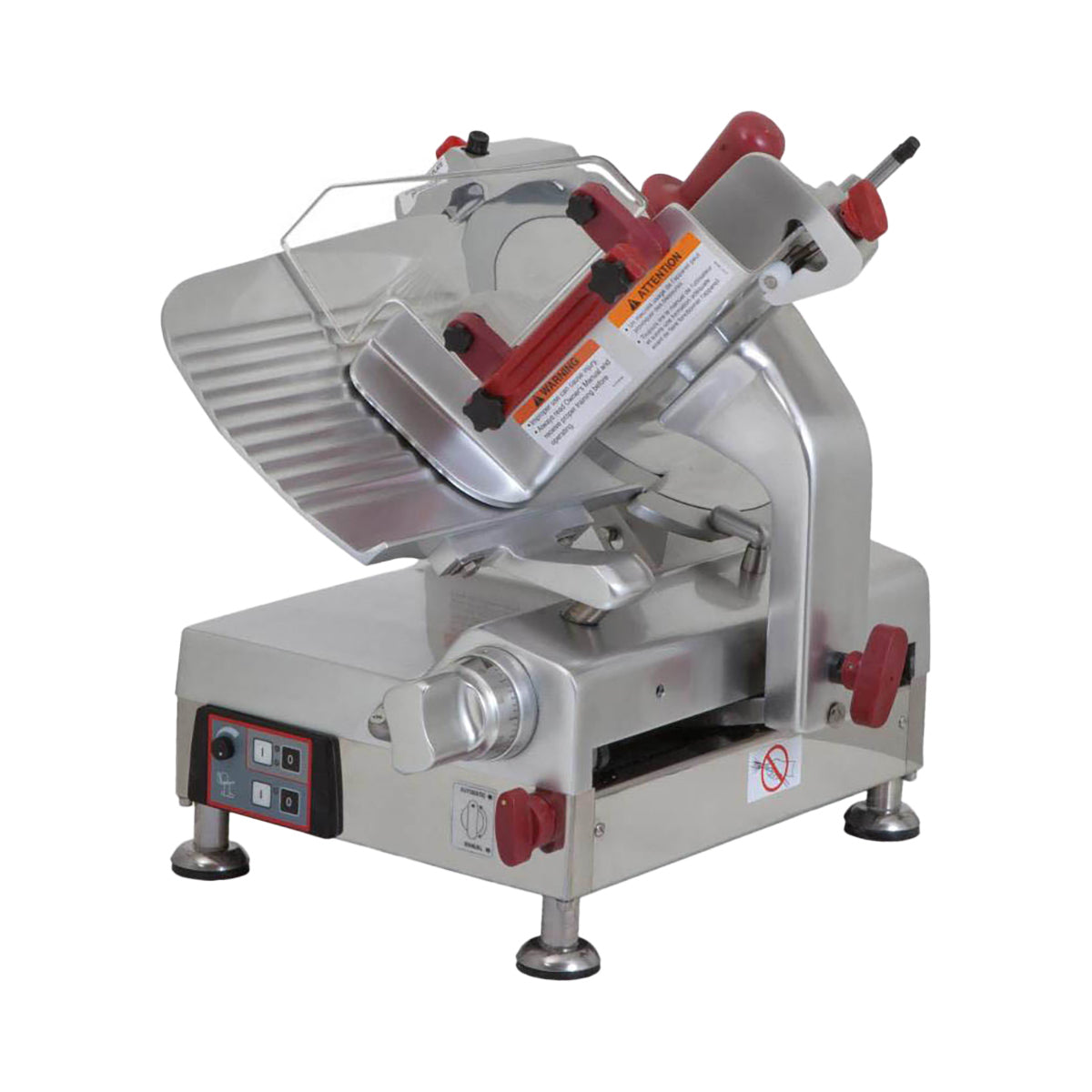Omcan 13654 12" Carbon Steel Meat Slicer, Belt Driven, 1/2 HP Motors, Anodized Aluminum Body, NSF