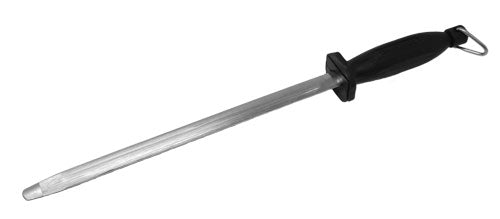 Omcan 13768 12" Oval Sharpening Steel, Black Plastic/Poly Handle, 12" Blade Length