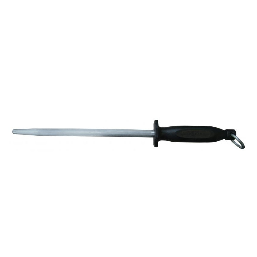 Omcan 13927 Sharpening Steel, 14" Black Plastic Handle, Round Kitchen Chef Knife