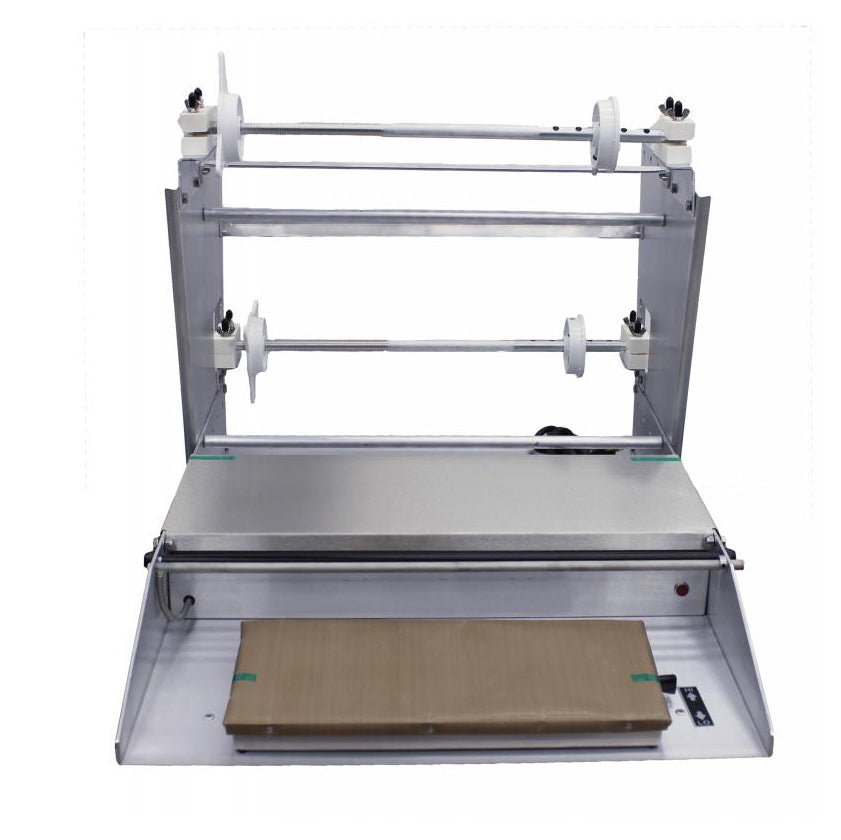Omcan 14431 Triple Roll Countertop Film Wrapping Machine, 6"x15" Hot Plate, Non-Stick Teflon, 110V