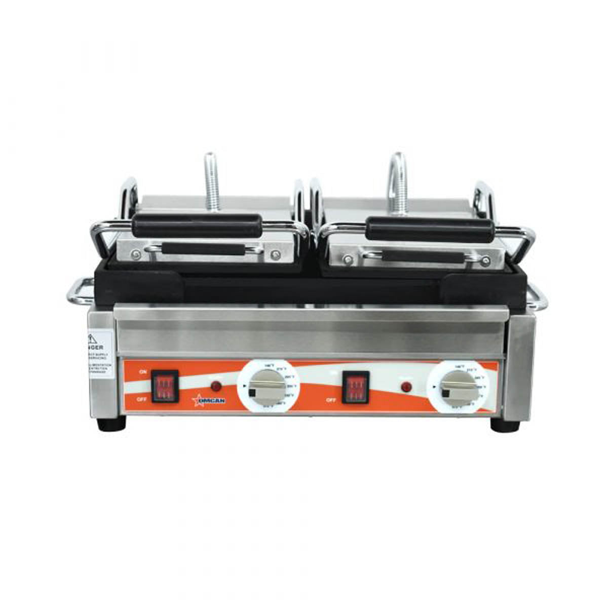 Omcan 21466 Double Sandwich Panini Grill w/ 18" x 10" Smooth Plates, 220V