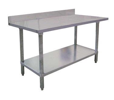 Omcan 22089 60" Open Base Work Table with Undershelf, 4" Backsplash / 18 Gauge Top