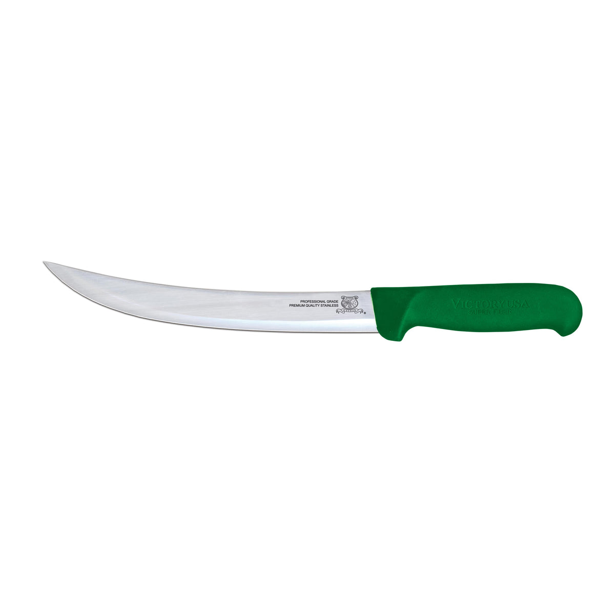 Omcan 23891 Breaking Knife - 8" Curved Stainless Steel Blade, Stamped, Green Plastic Handle