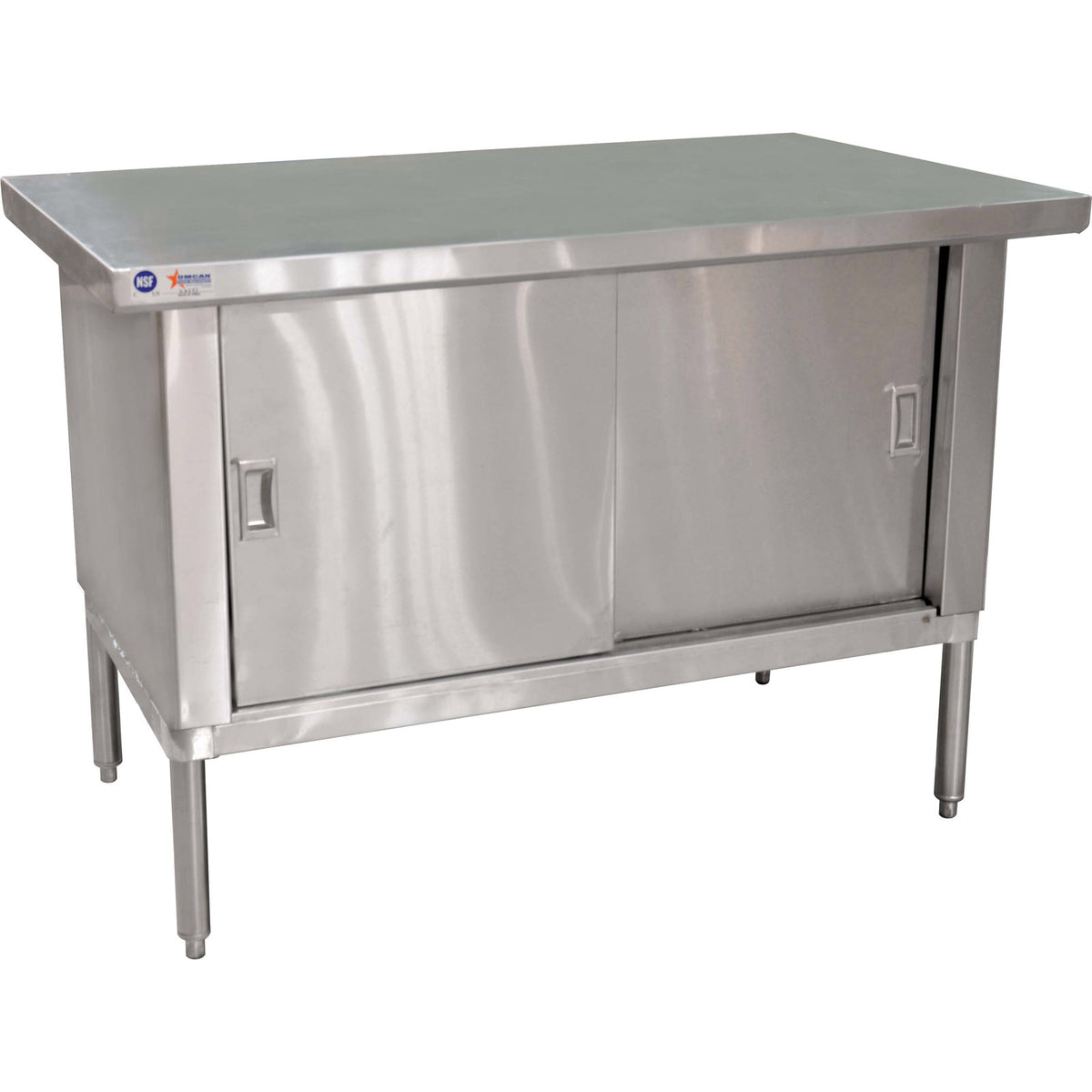 Omcan 24398 Cabinet Base Sliding Doors Work Table | 60" Wide