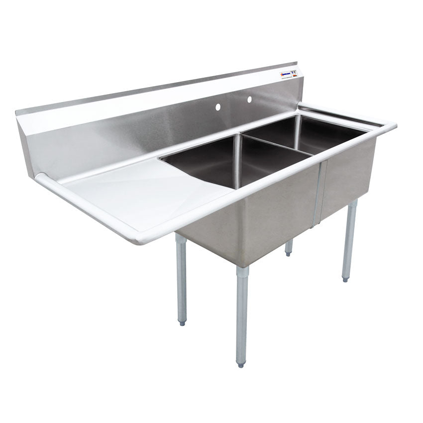 Omcan 25267 Two Compartment Sink | 56.5" Wide