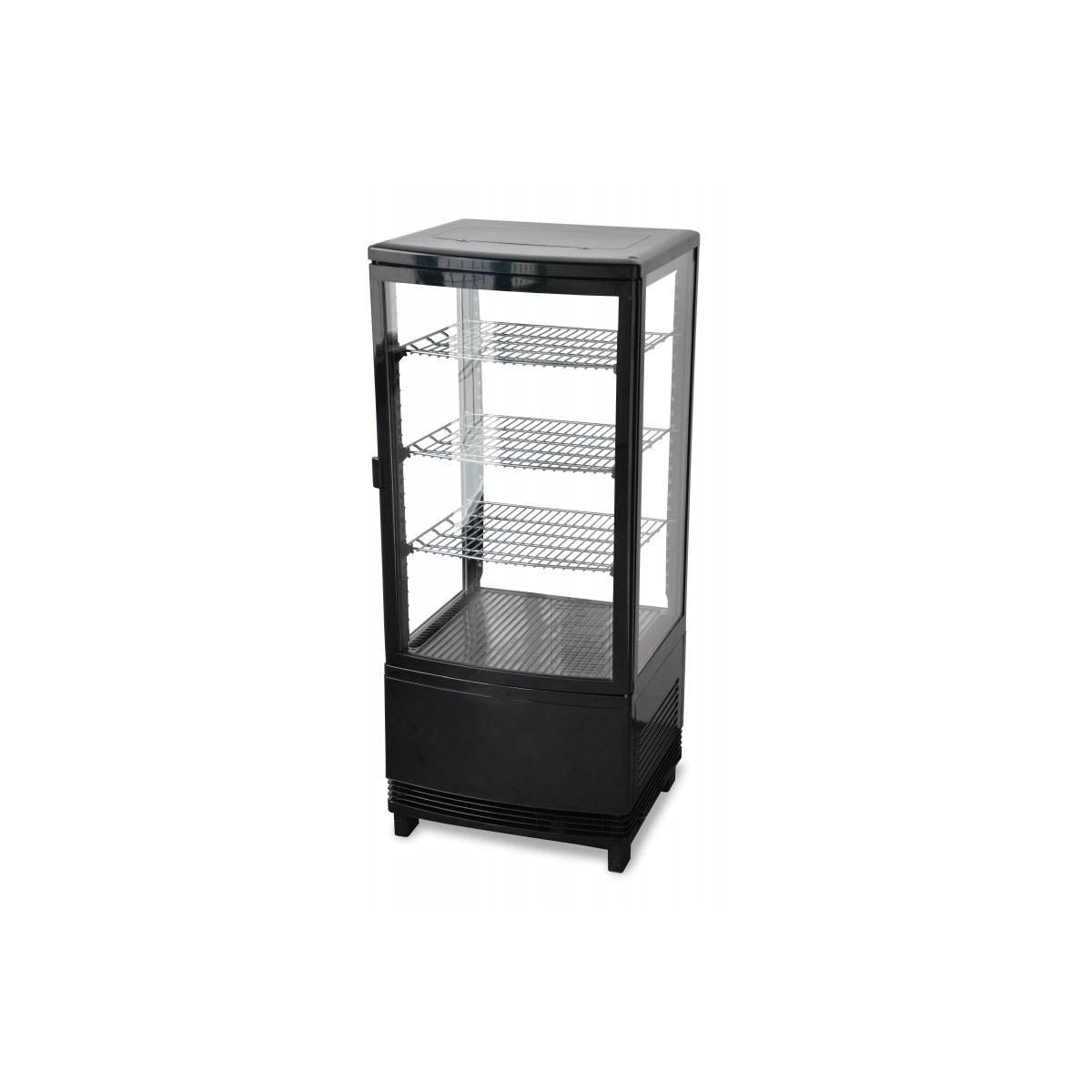Omcan 25826 16" Self Service Countertop Refrigerated Display Case with Hinged Glass Door, 3 Shelves - 2.9 cu. ft. / 180 w