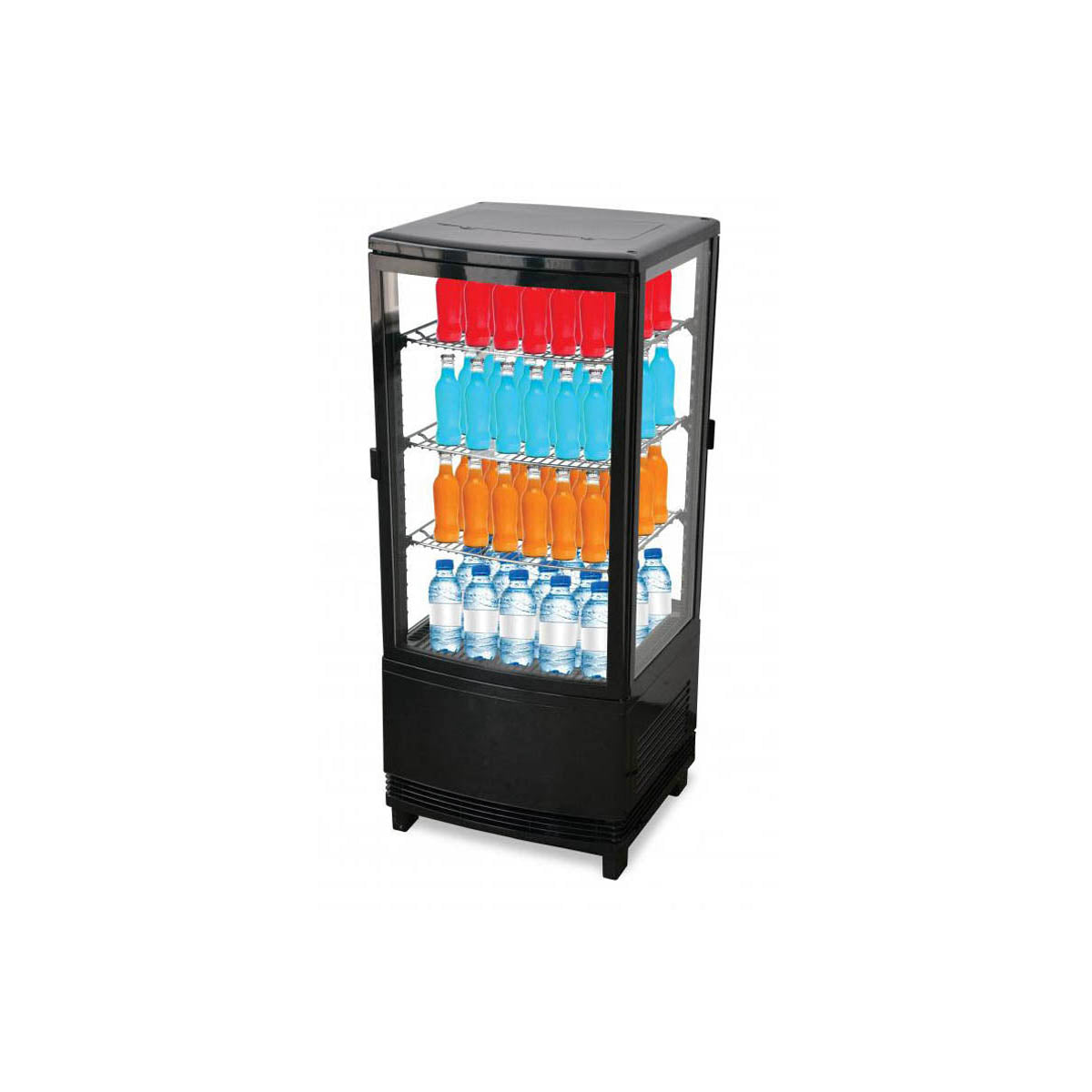 Omcan 25827 16" Self Service Countertop Refrigerated Display Case with Hinged Glass Door, 3 Shelves - 3 cu. ft. / 190 w