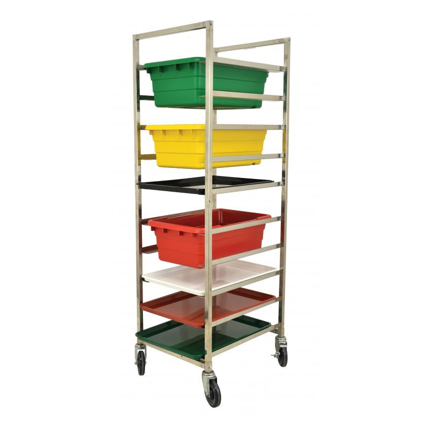 Omcan 27542 Stainless Steel Mobile Full Size Universal Pan Rack w/ (10) 18" x 26" Pan Capacity