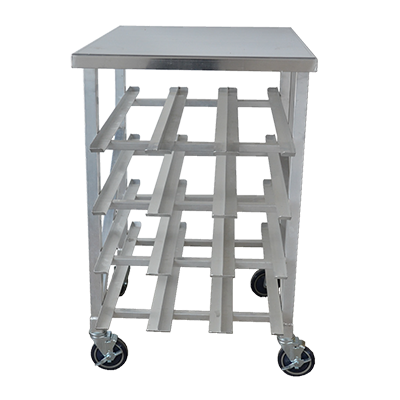 Omcan 27770 Stainless Steel Can Rack with Table Top, 5" Casters