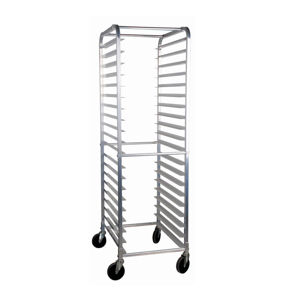 Omcan 28351 Aluminum Mobile Full Size Pan Rack w/ (20) 18" x 26" Pan Capacity, Curved Top