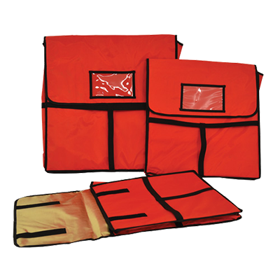 Omcan 28353 Pizza Delivery Bag, 20"x20", Holds 2 18" Boxes, Red Artificial Leather, Insulated Food Carrier