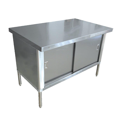 Omcan 28640 Cabinet Base Sliding Doors Work Table | 60" Wide