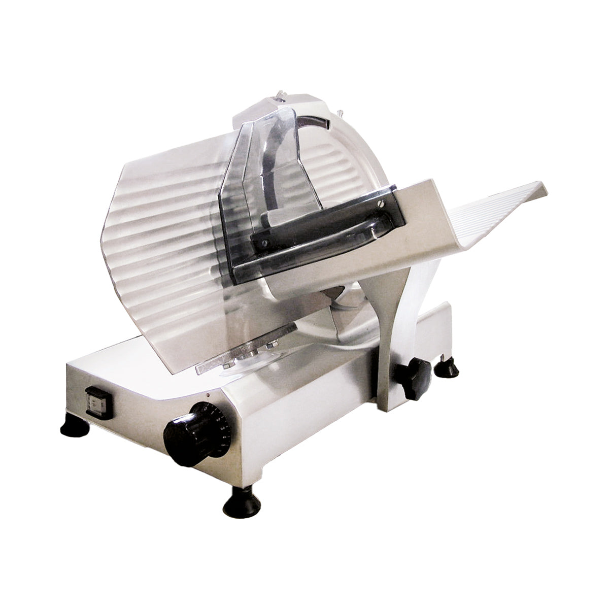 Omcan 31343 10" Meat Slicer, 0.30 HP, Belt Drive, Angle/Gravity Feed, Anodized Aluminum Construction